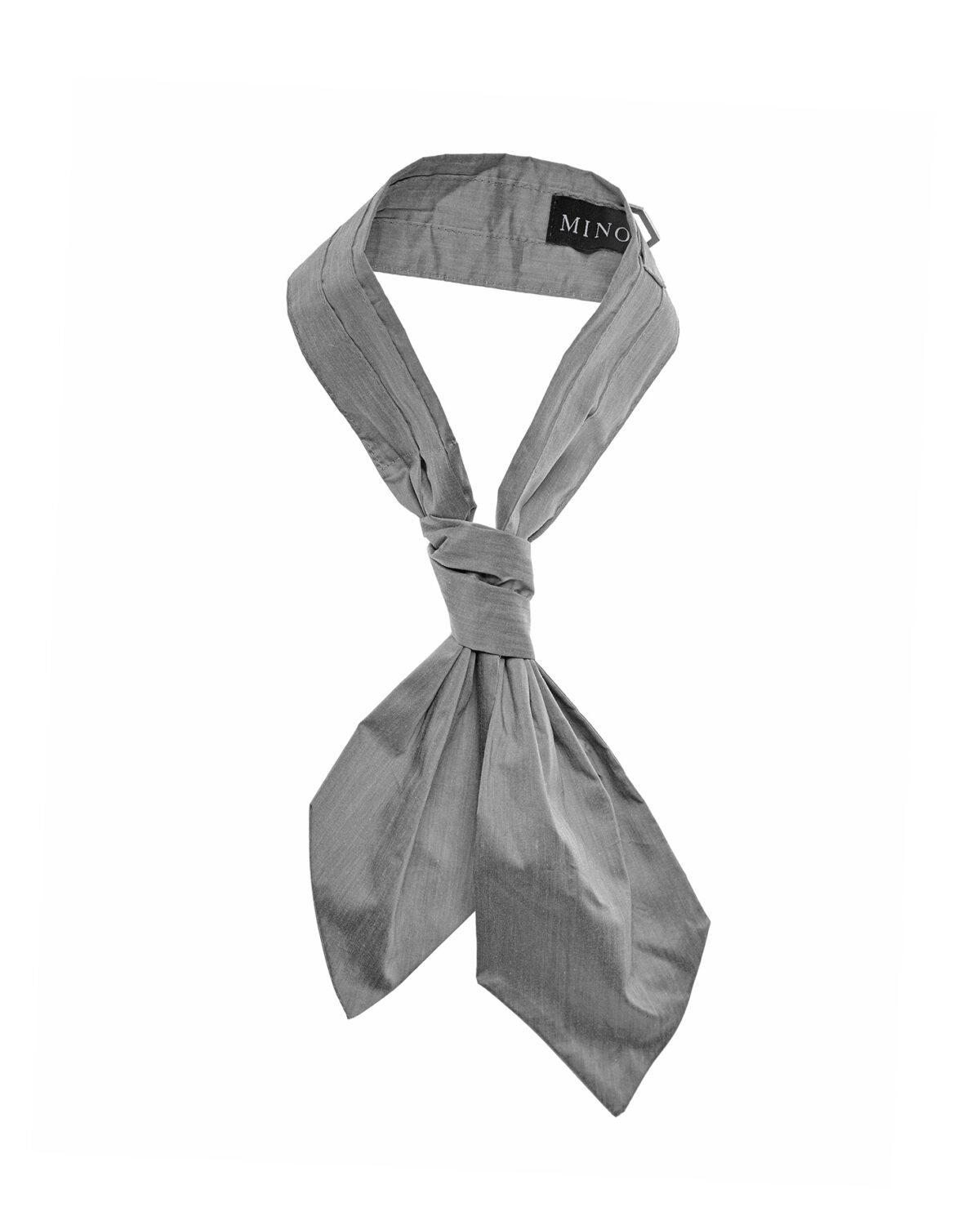 MINOAR - Inox Ascot Tie, Unisex grey cotton tie with steel hardware detail - 4