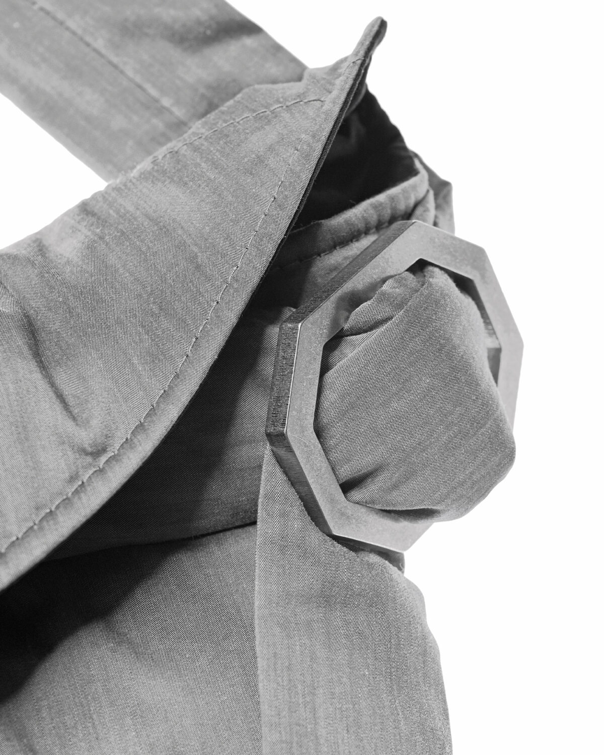 MINOAR - Inox Shoulder Clutch Bag, Unisex grey cotton bag with detachable belt strap - 11