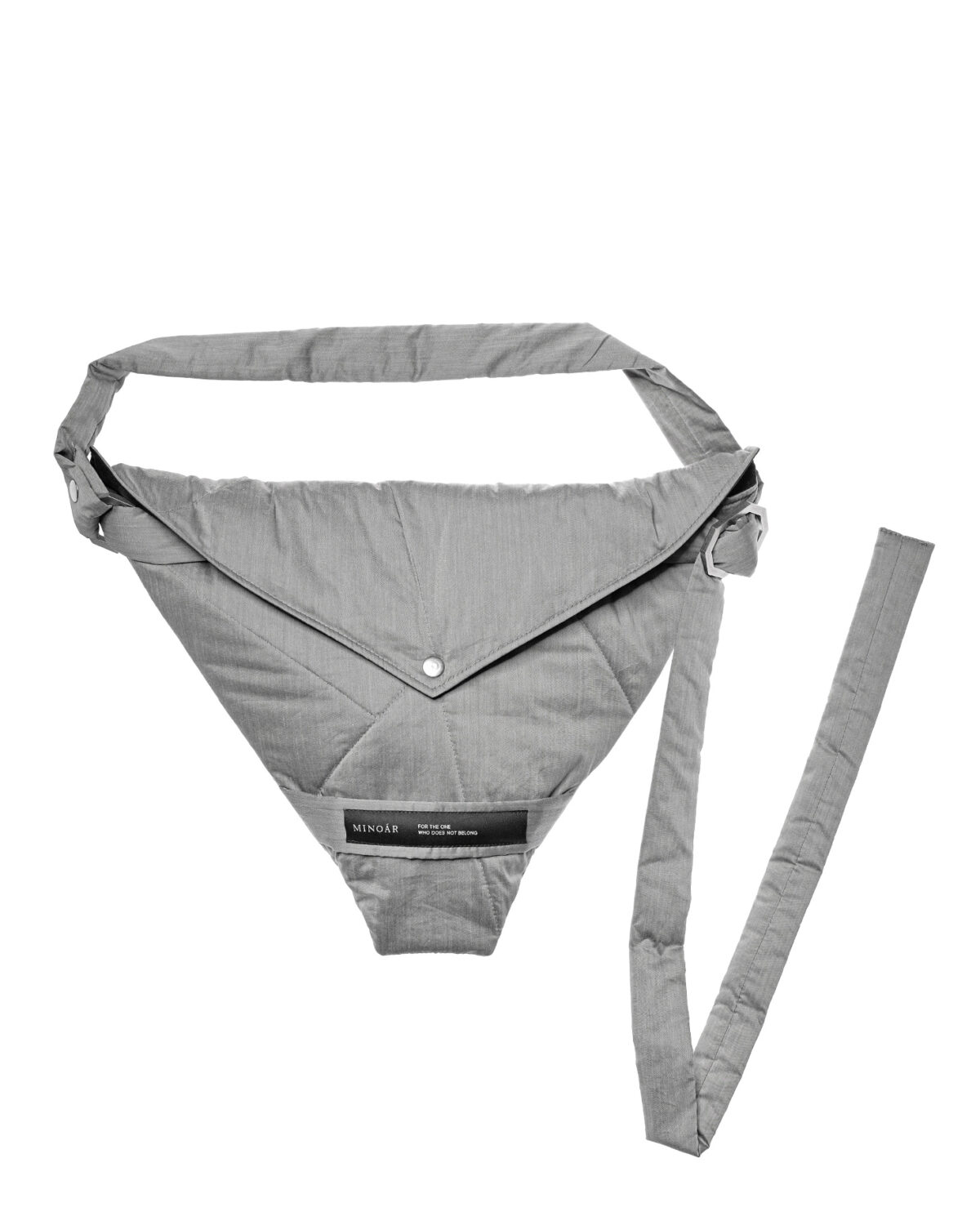 MINOAR - Inox Shoulder Clutch Bag, Unisex grey cotton bag with detachable belt strap - 4