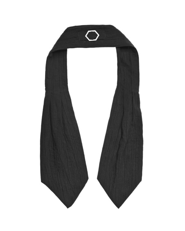 MINOAR - Array Ascot Tie, Unisex black viscose tie with steel hardware detail - 1