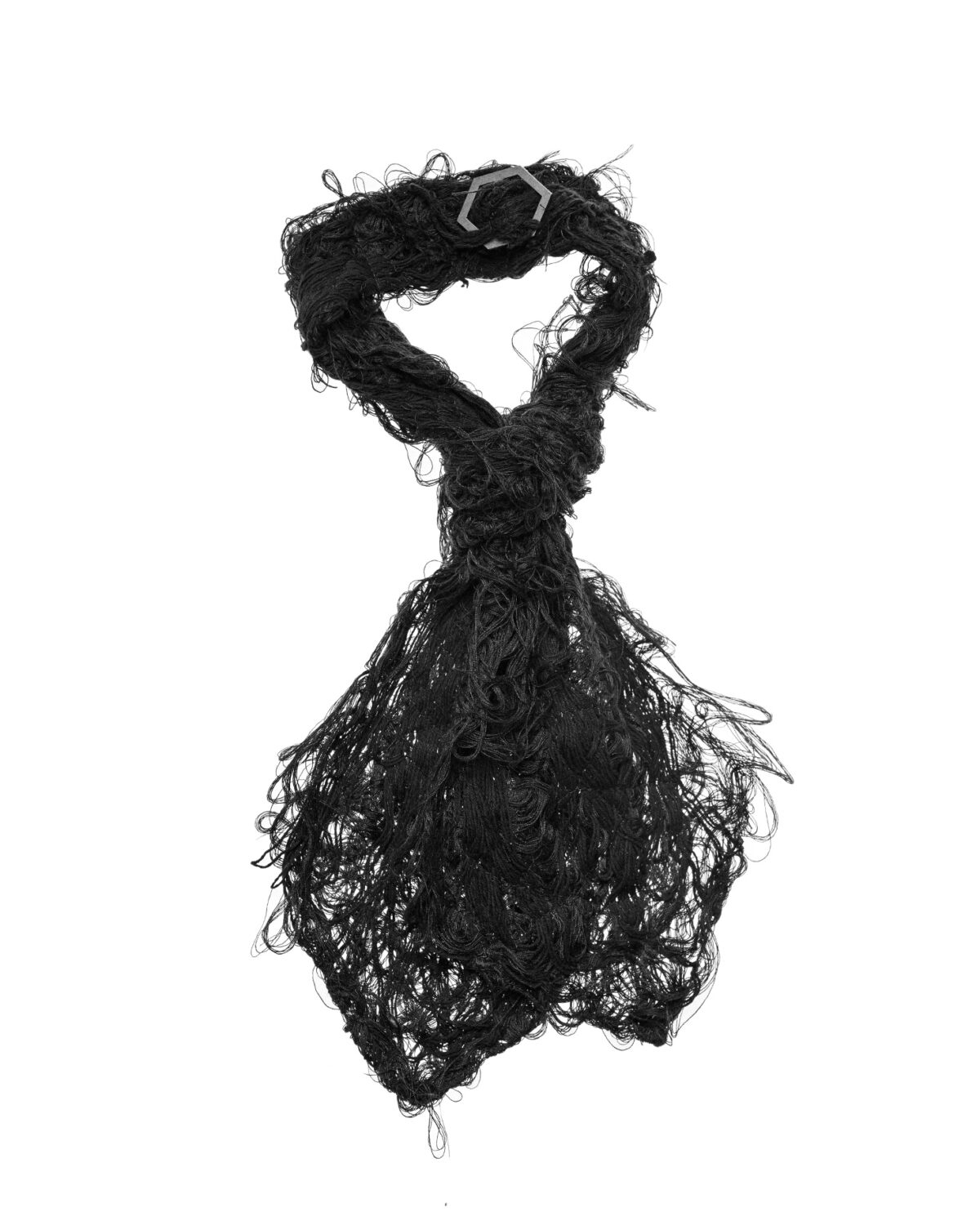 MINOAR - Filamentous Dark Ascot Tie, Unisex black cotton tie with Fiber-Bond texture - 3