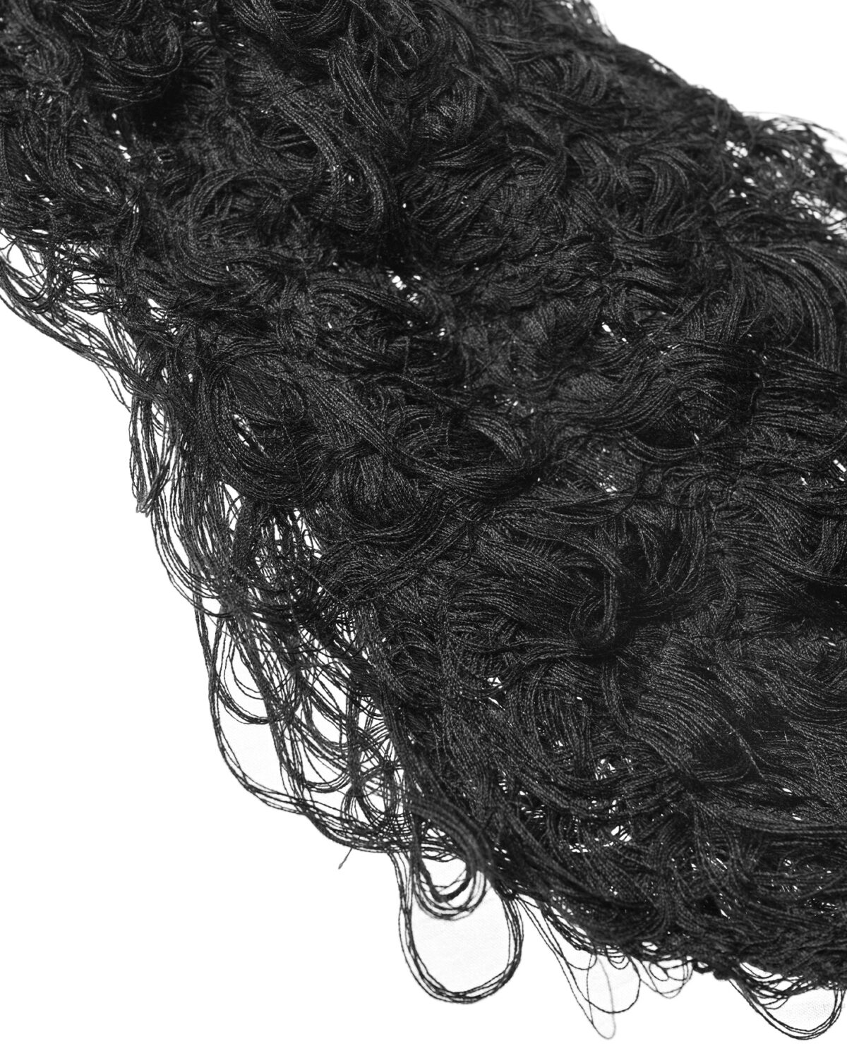 MINOAR - Filamentous Dark Ascot Tie, Unisex black cotton tie with Fiber-Bond texture - 6