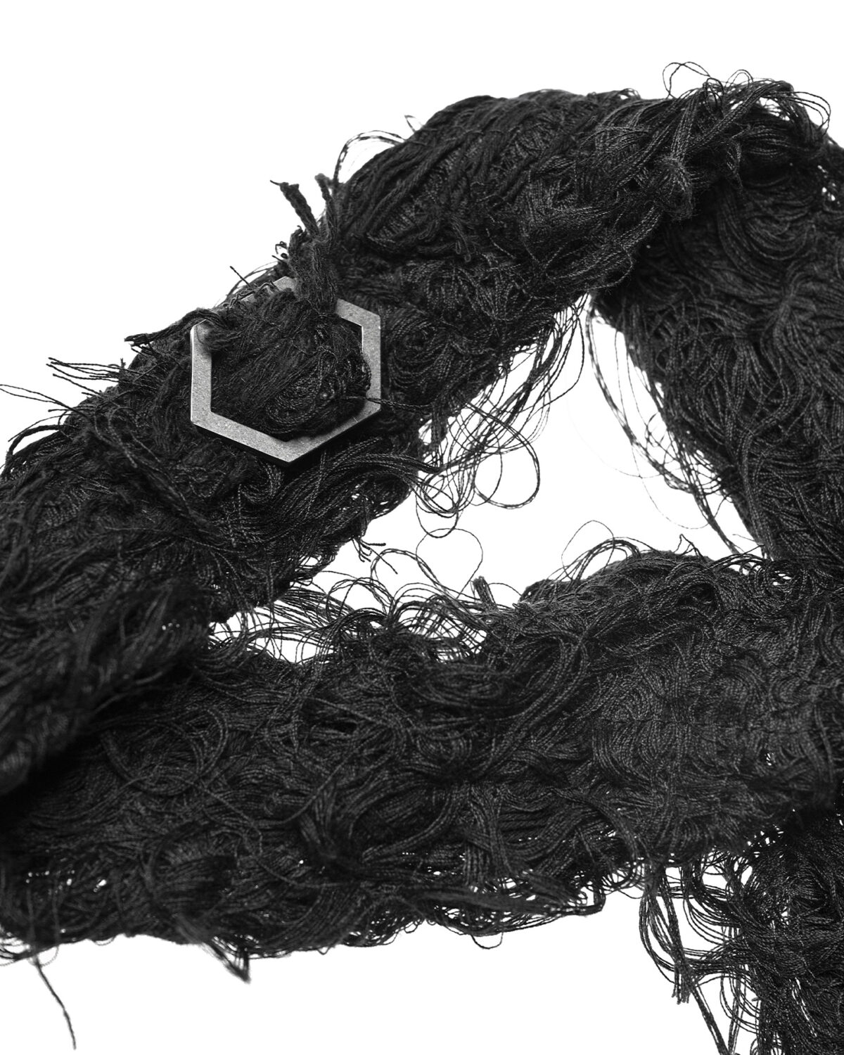 MINOAR - Filamentous Dark Ascot Tie, Unisex black cotton tie with Fiber-Bond texture - 4