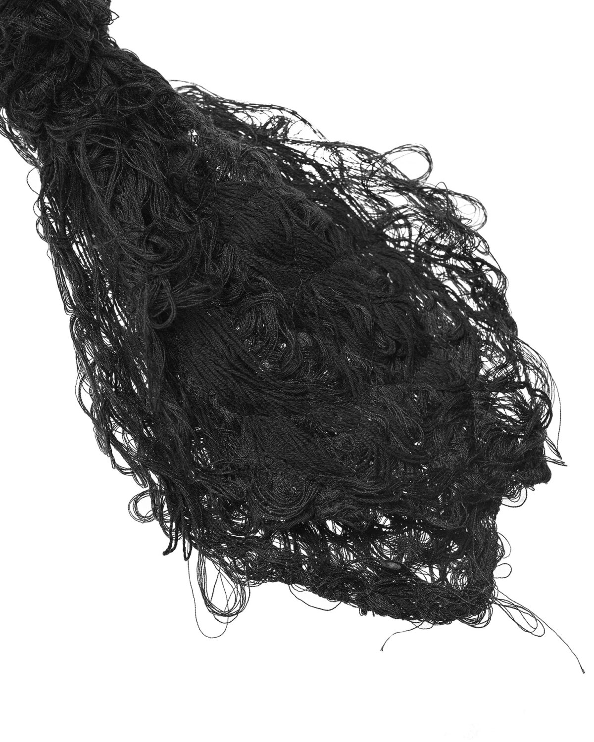 MINOAR - Filamentous Dark Ascot Tie, Unisex black cotton tie with Fiber-Bond texture - 5