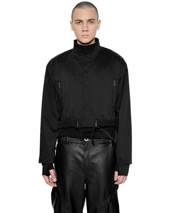MINOAR - Stellar Tech Crop Jacket, Men's black cotton jacket with thumb openings - 1