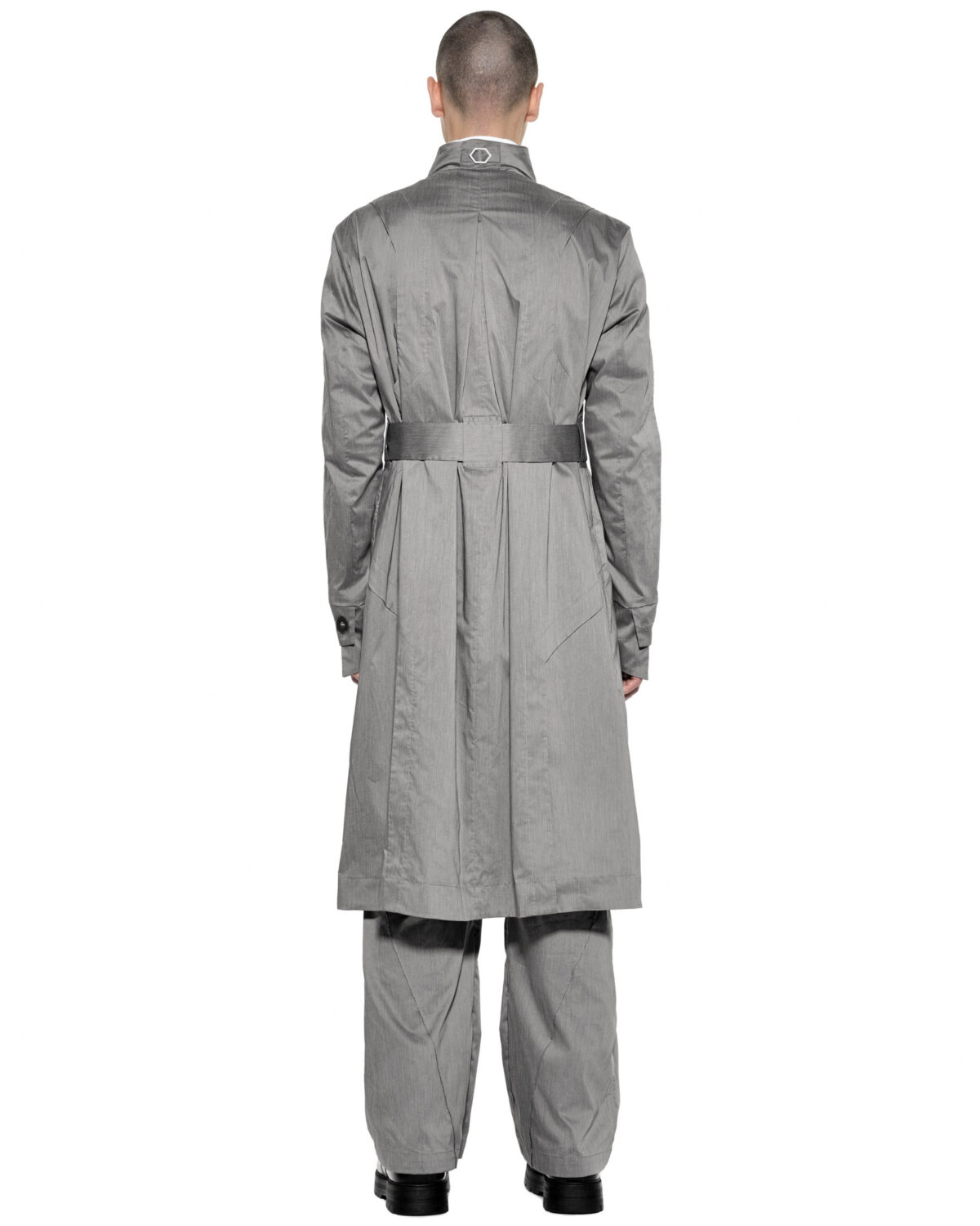 MINOAR - Gravity Grey Deconstruct Trench Coat, Men's grey cotton coat with multi-panel construction - 5
