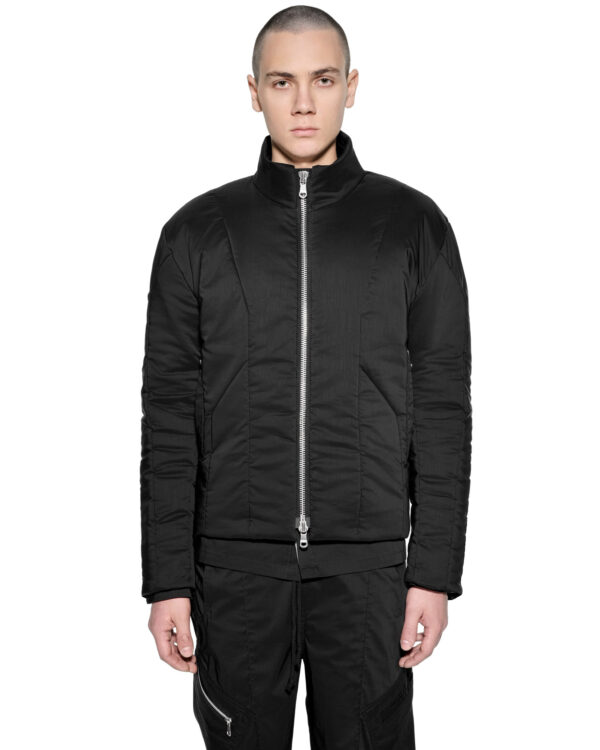 MINOAR - Strata Voluminous Zip Jacket, Men's black cotton jacket with multi-segment construction - 1