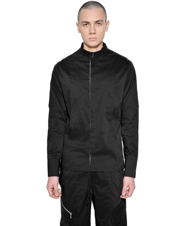 MINOAR - Gravity Layers Shirt, Men's black cotton shirt with multi-panel construction - 1