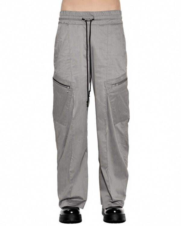 MINOAR - Inox Flare Cargo Trousers, Men's grey cotton trousers with flared cut - 1