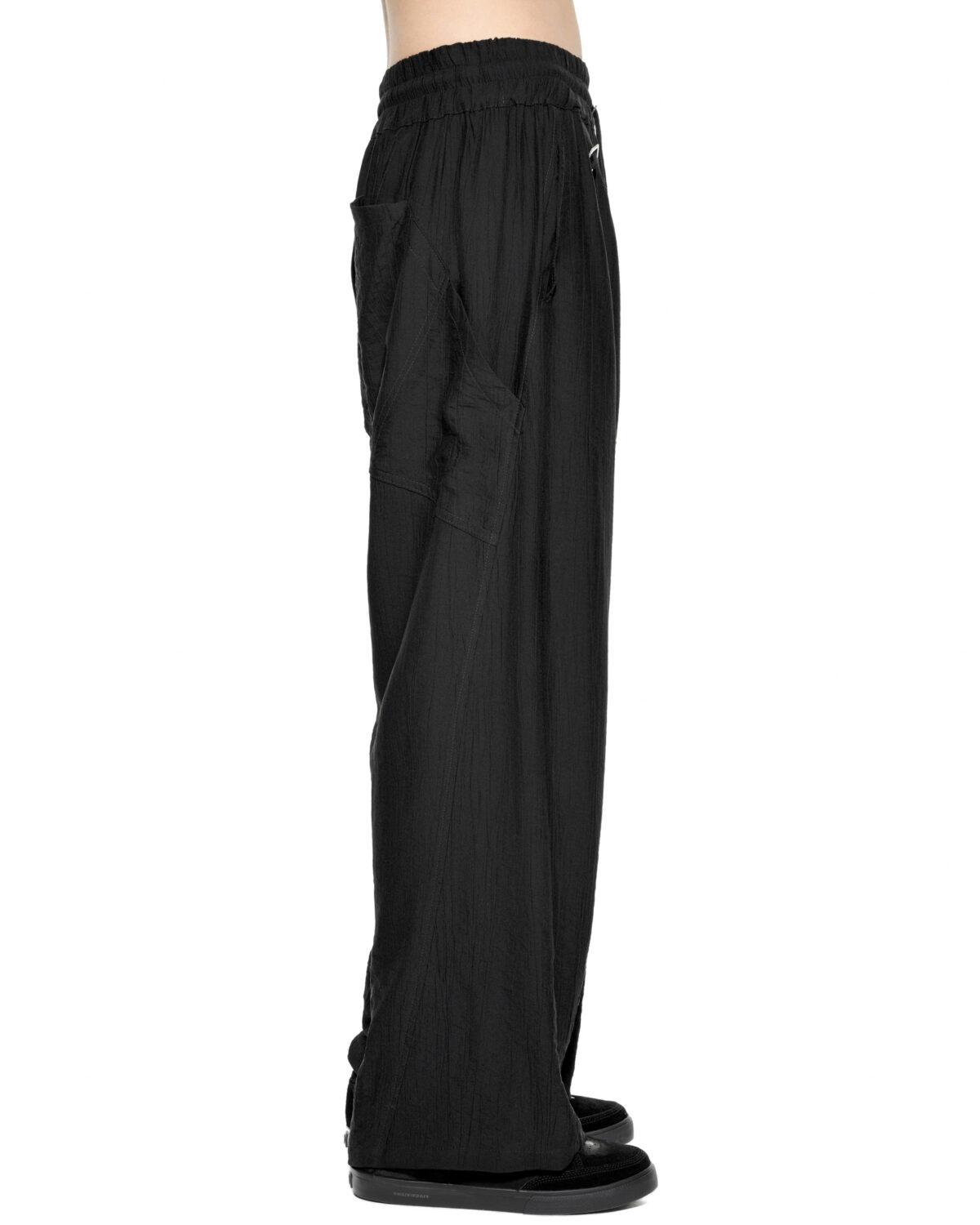 MINOAR - Array Soft Loose Pants, Men's black viscose pants with adjustable drawstring - 5