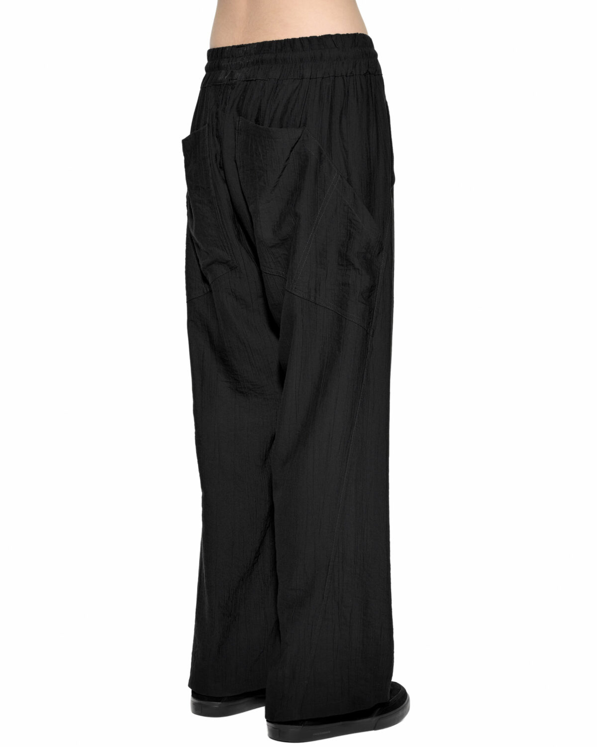 MINOAR - Array Soft Loose Pants, Men's black viscose pants with adjustable drawstring - 6