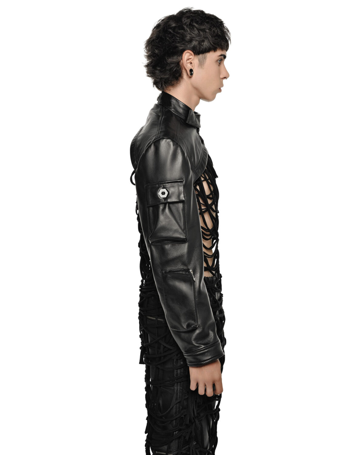 MINOAR - Black Cotton Sleeves, Men's black cotton sleeves with cargo pocket detail - 4