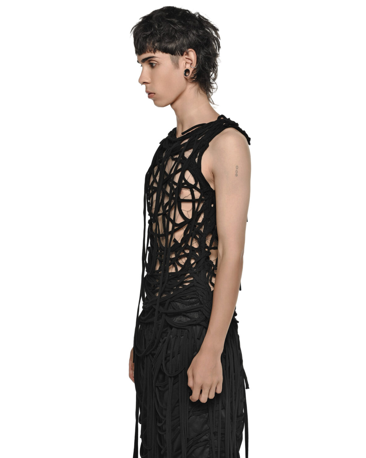 MINOAR - Oceanus Fiber Bond Sleeveless, Men's black cotton with Fiber-Bond texture - 4