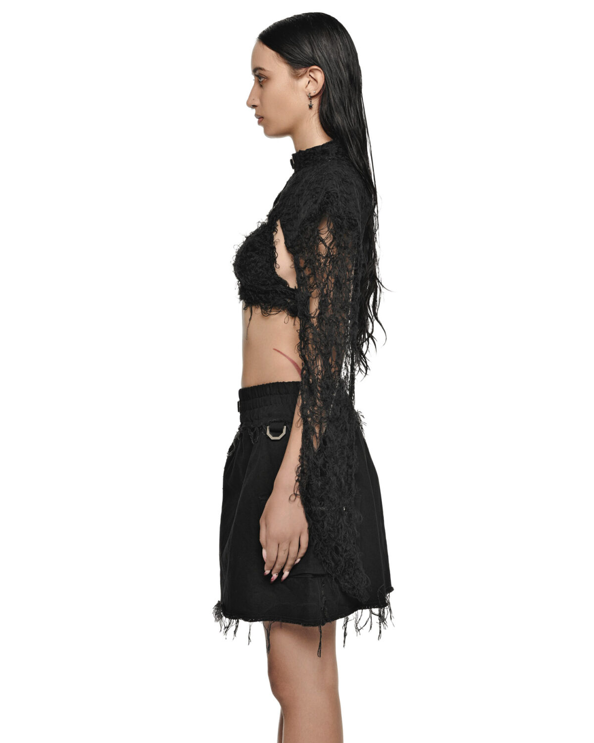 MINOAR - Titan Fiber Bond Dark Shoulders, Women's black cotton with Fiber-Bond texture - 5