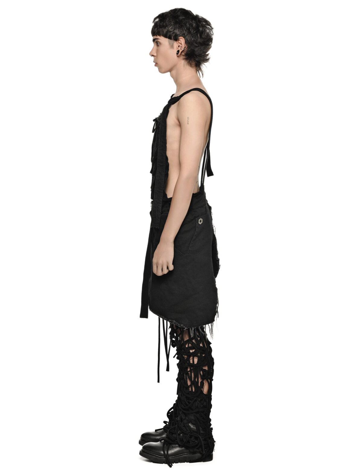 MINOAR - Black Fiber-Bond Cotton Overalls, Men's black cotton overalls with Fiber-Bond texture - 6