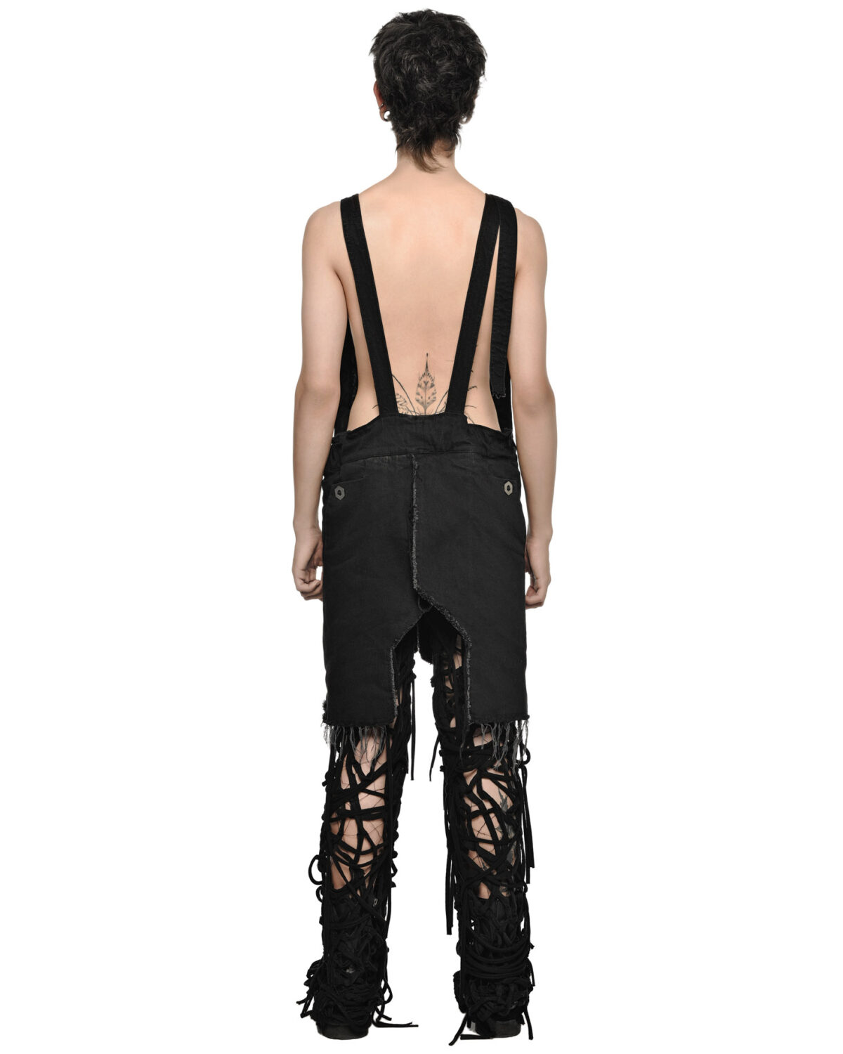 MINOAR - Black Fiber-Bond Cotton Overalls, Men's black cotton overalls with Fiber-Bond texture - 8