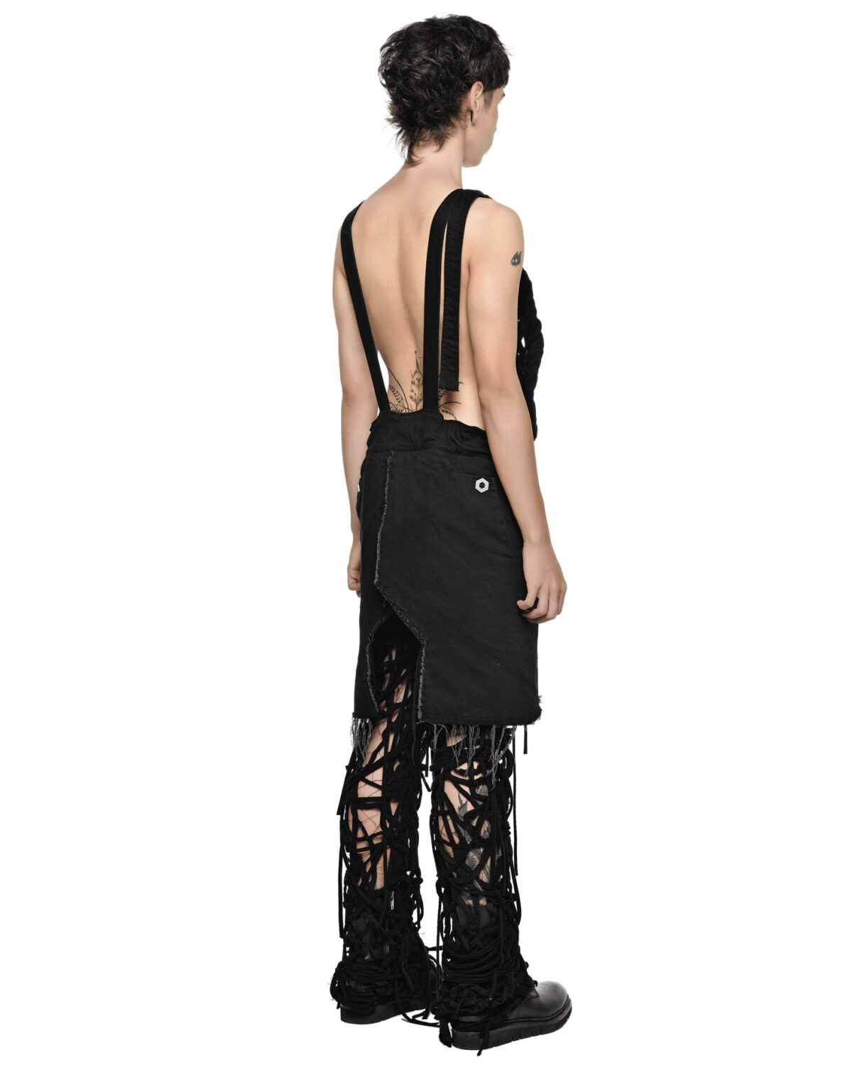 MINOAR - Black Fiber-Bond Cotton Overalls, Men's black cotton overalls with Fiber-Bond texture - 3