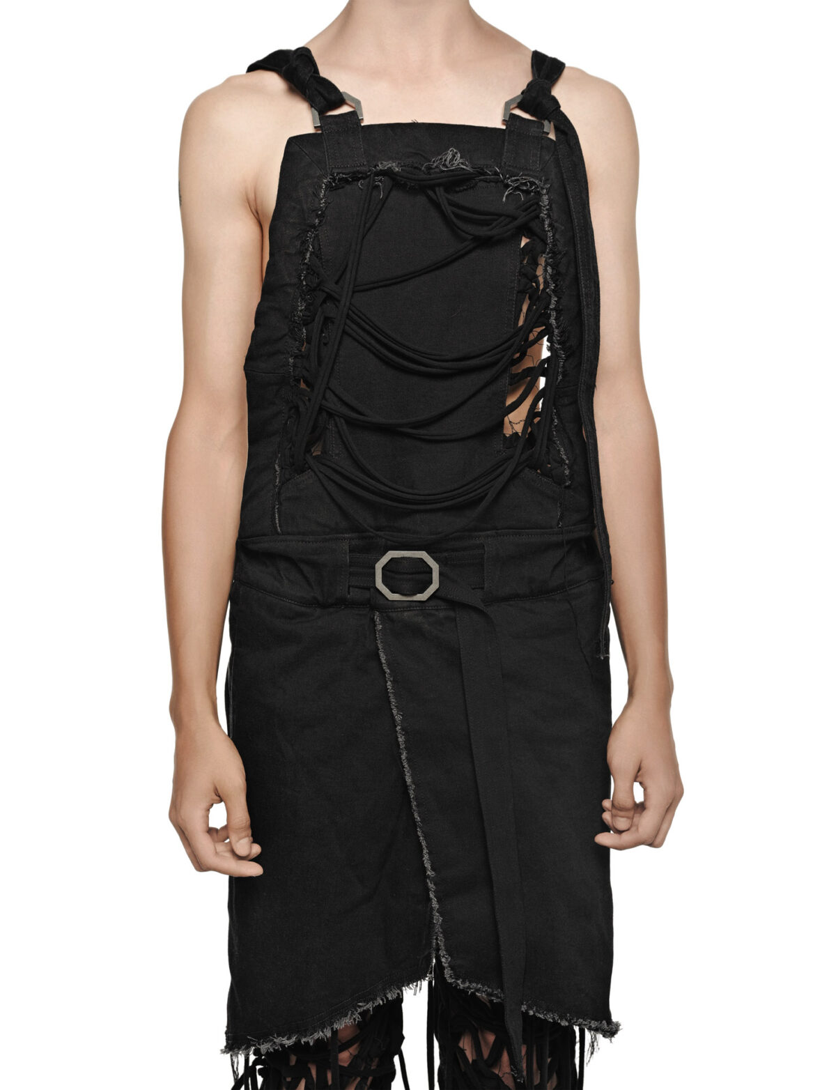 MINOAR - Black Fiber-Bond Cotton Overalls, Men's black cotton overalls with Fiber-Bond texture - 4