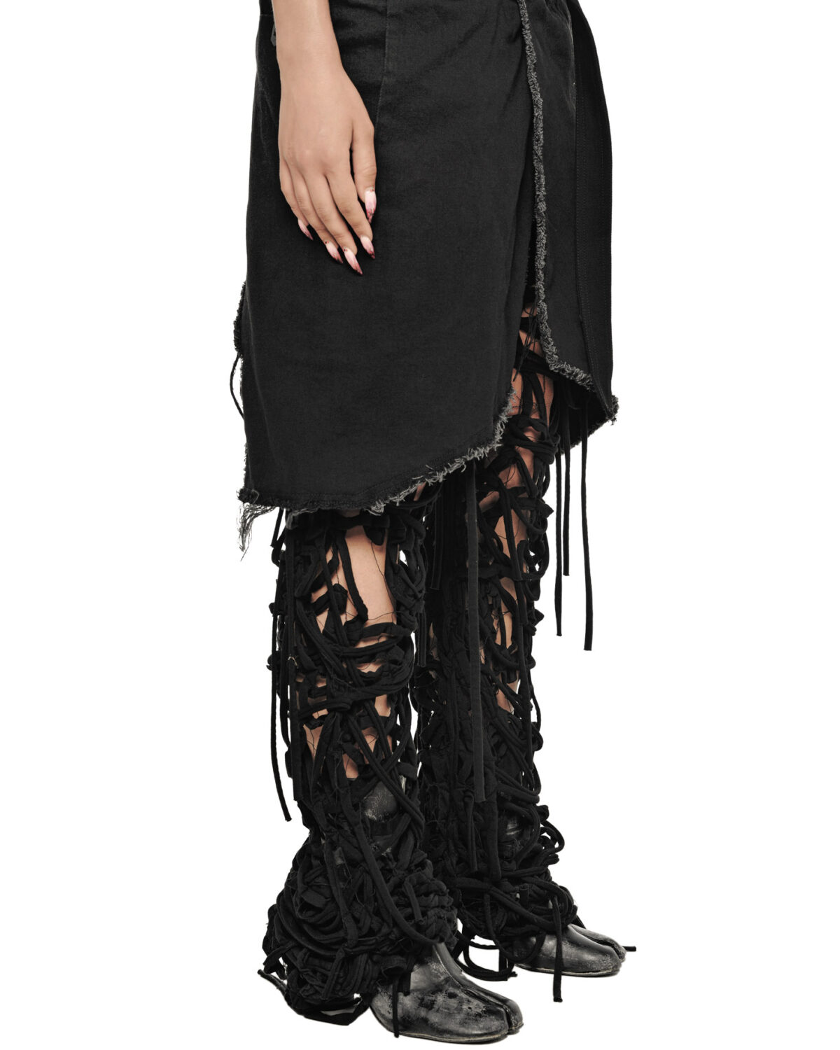 MINOAR - Black Fiber-Bond Cotton Overalls, Women's black cotton overalls with Fiber-Bond texture - 8