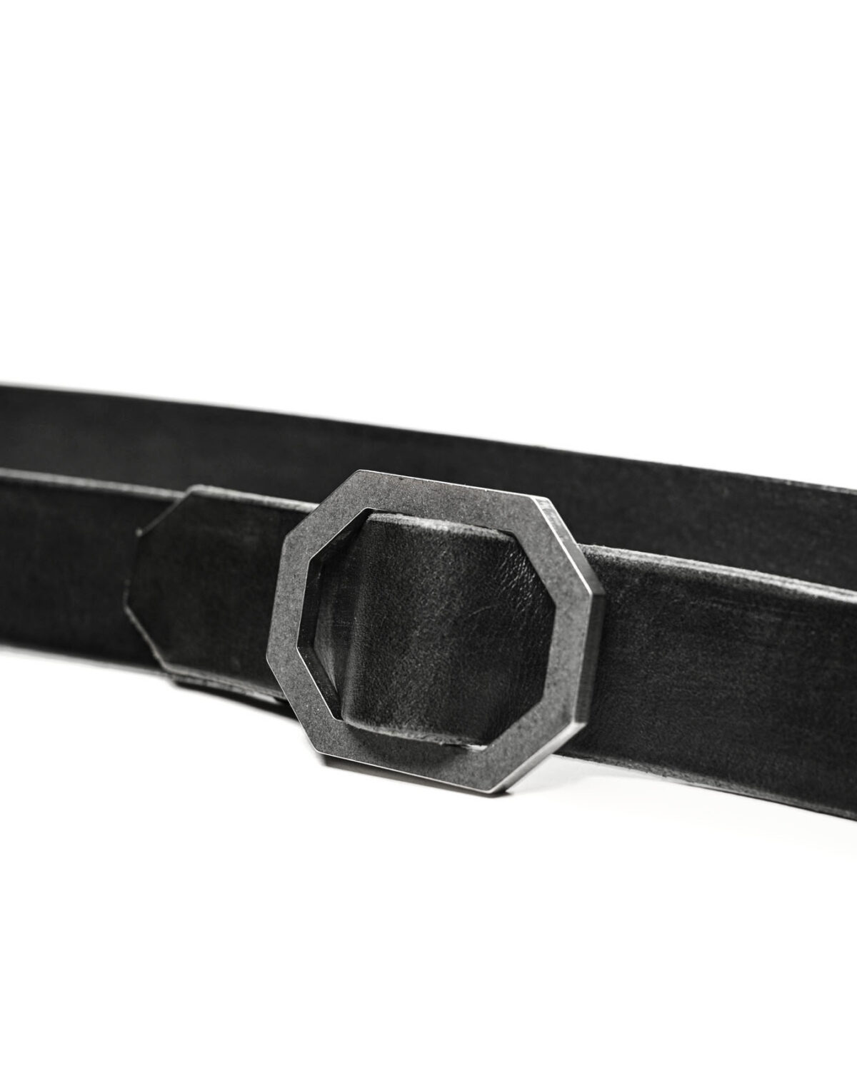 MINOAR - Octagon Leather Buckle Belt - 3