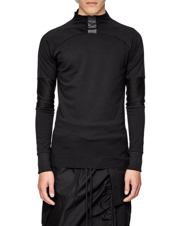 MINOAR - Charge Long Sleeve Construct Top, Men's black cotton top with multi-segment construction - 1