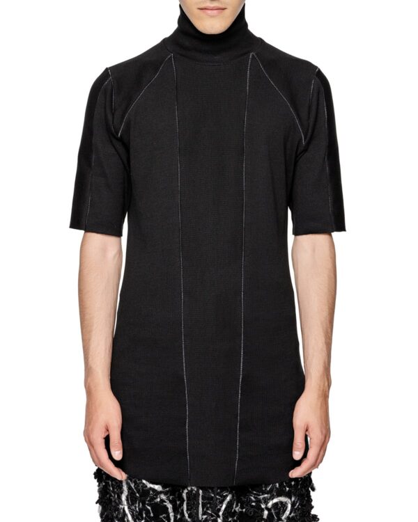 MINOAR - Monument Contrast Turtleneck T-Shirt, Men's black cotton T-shirt with sleeveless cut - 1