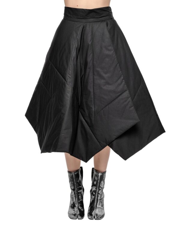 MINOAR - Aspect Volume Layered Skirt, Women's black cotton skirt with layered construction - 1