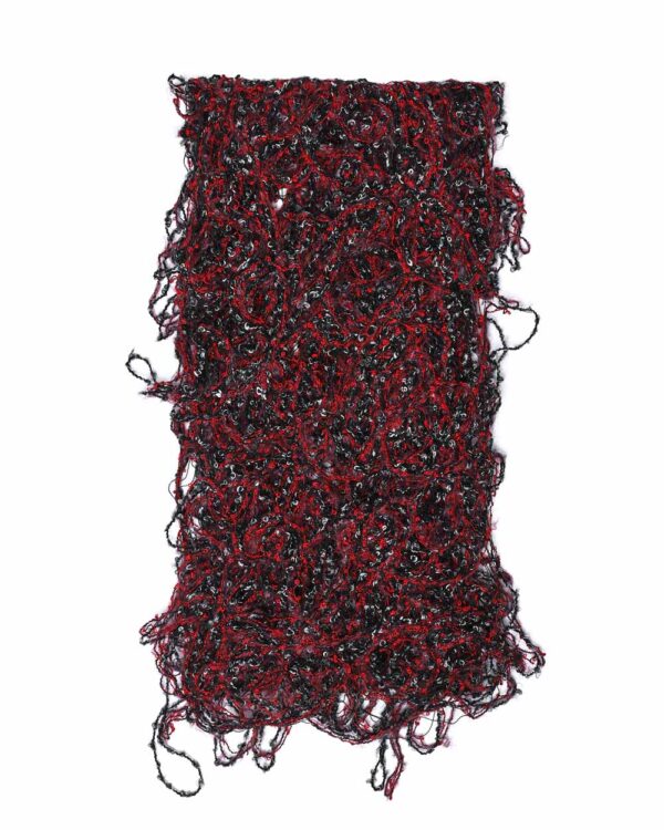 MINOAR - Phase Fiber Bond Red and Black Scarf, Unisex red wool scarf with Fiber-Bond texture - 1