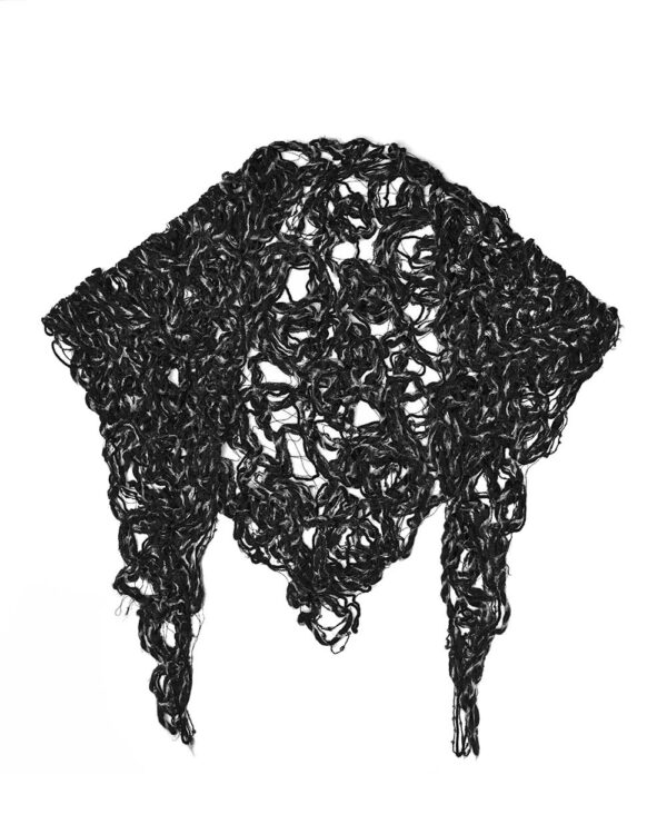 MINOAR - Aeriform Graphite Blend Triangular Scarf, Unisex black wool scarf with Fiber-Bond texture - 1