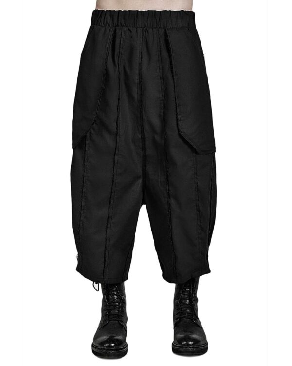 MINOAR - black constructive drop-crotch trousers