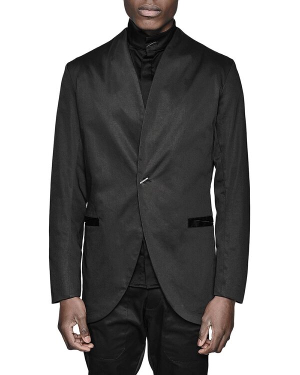 MINOAR - Unsullied Blazer Type 'YT', Men's black cotton blazer with diagonal welt pockets - 1