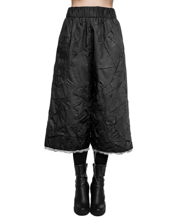 MINOAR - Crushed Tech Layer Crop Pants, Women's black cotton pants with drop-crotch silhouette - 1