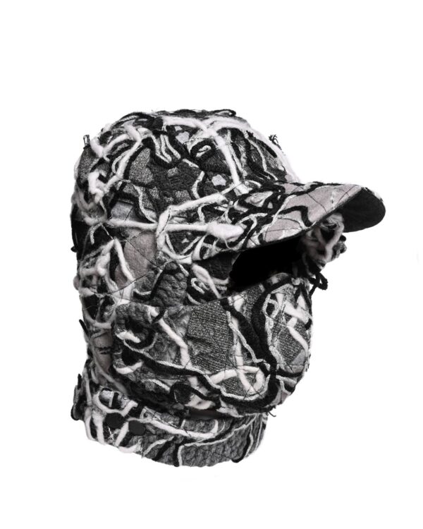 MINOAR - Aspect Fiber Patchwork Visor Head Mask, Unisex black cotton with Fiber-Bond texture - 1