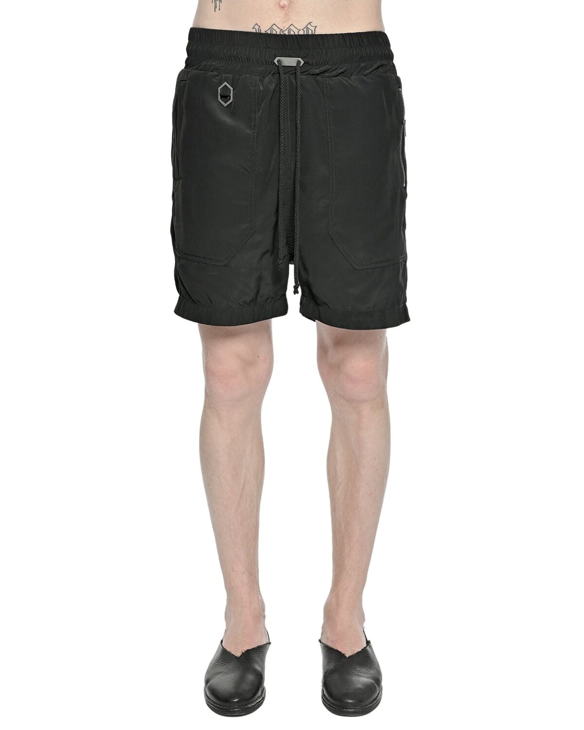 MINOAR - Black Silk Trousers, Men's black silk trousers with cargo pocket detail - 3