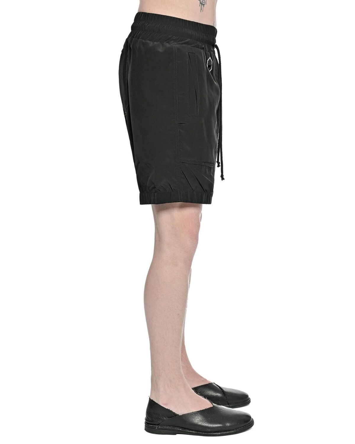 MINOAR - Black Silk Trousers, Men's black silk trousers with cargo pocket detail - 6