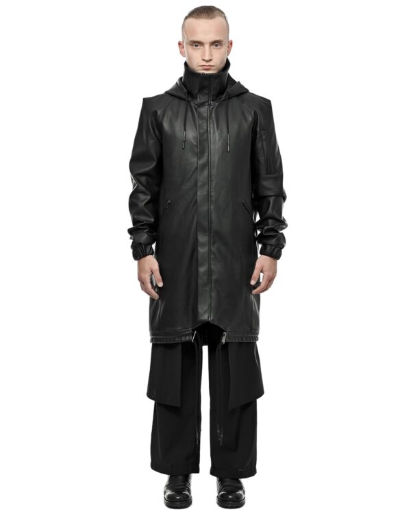 MINOAR - Black Cotton Top, Men's black cotton top with multi-panel construction - 1