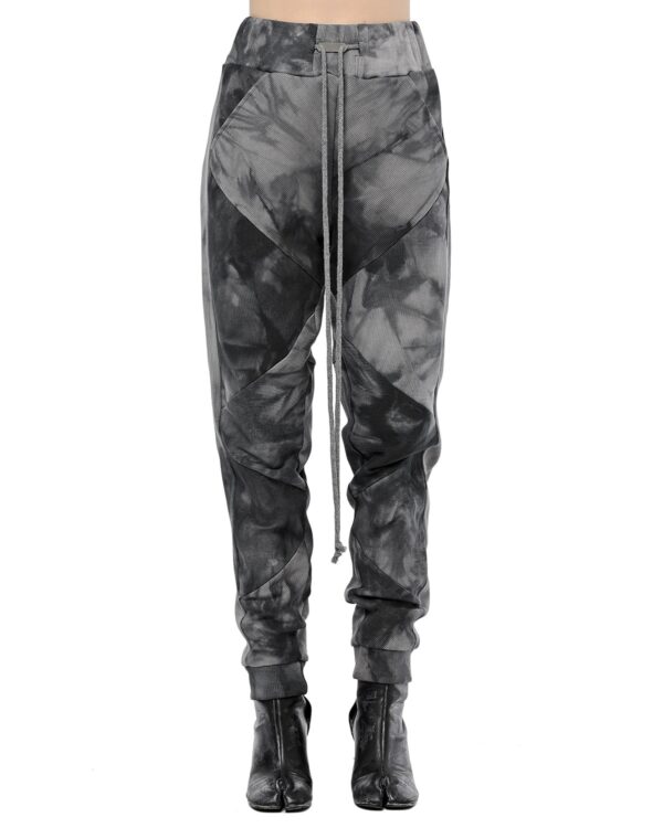MINOAR - Nuance Dyed Refract Segment Track Pants, Women's black cotton pants with panel construction - 1