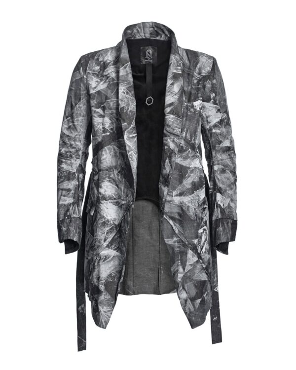 MINOAR - Object Coated Wrapper Coat, Men's grey cotton coat with panel construction - 1