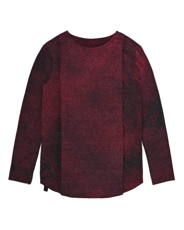MINOAR - Layers Red Moss Cloud Dyed Top, Men's black viscose top with layered construction - 1