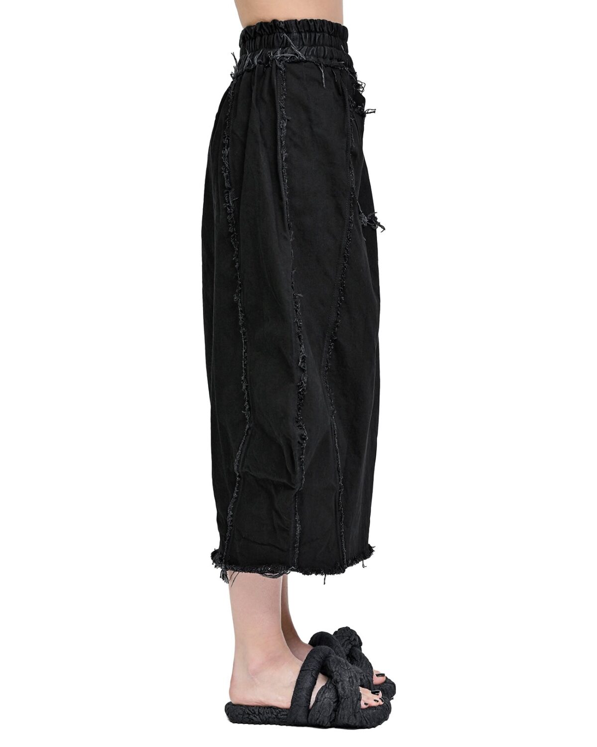 MINOAR - Hexa Denim Wash Volume Skirt, Women's black cotton skirt with diagonal welt pockets - 7