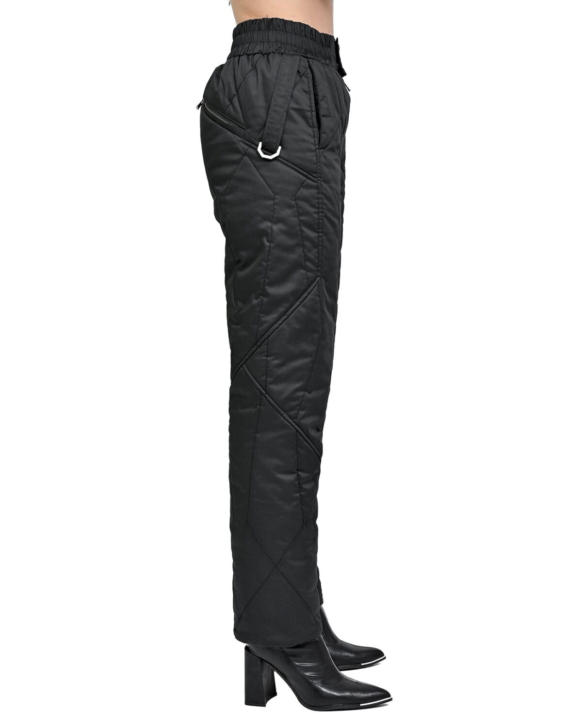 MINOAR - Tachyon Quilted Winter Pants, Women's black cotton pants with diagonal welt pockets - 4