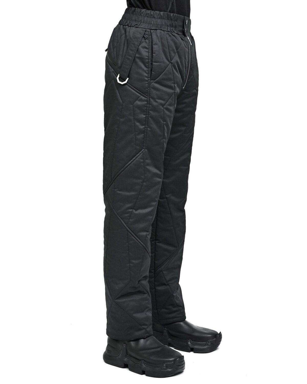 MINOAR - Tachyon Quilted Winter Pants, Men's black cotton pants with diagonal welt pockets - 3