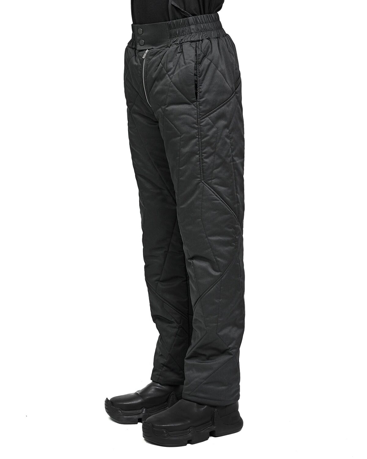 MINOAR - Tachyon Quilted Winter Pants, Men's black cotton pants with diagonal welt pockets - 4