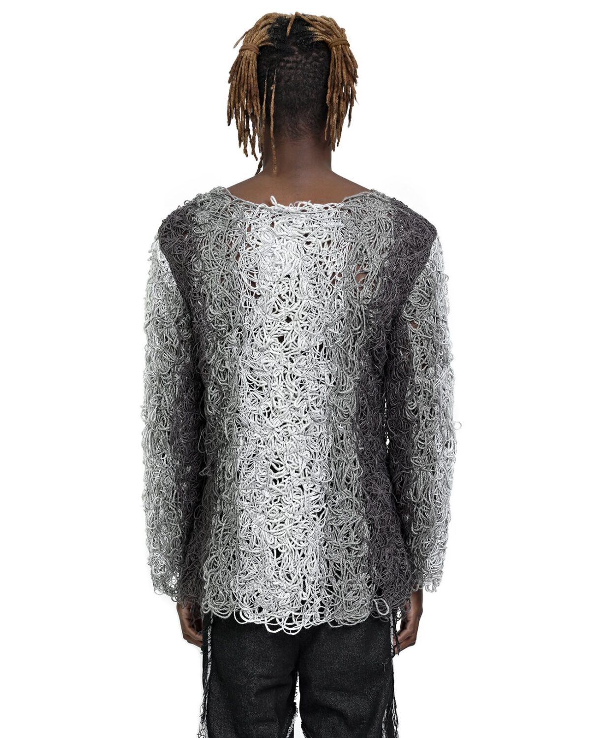 MINOAR - Fiber Bond Progress Grey Sweater, Men's grey wool sweater with Fiber-Bond texture - 4