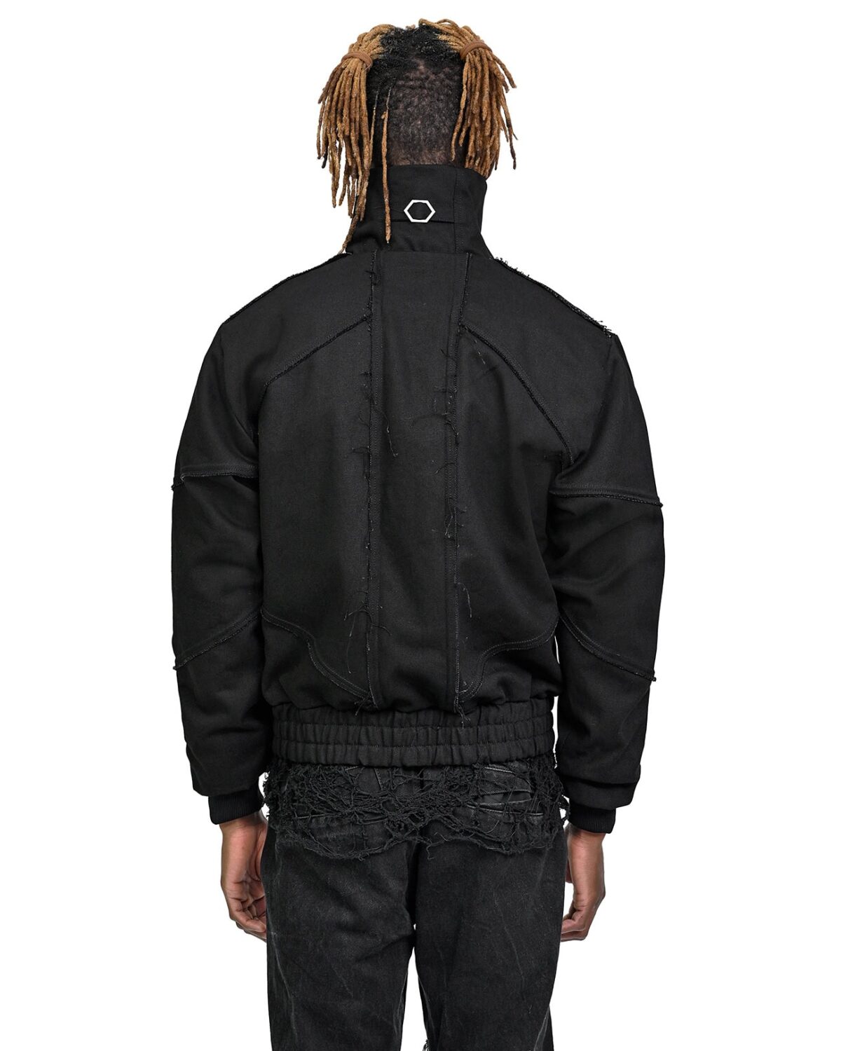 MINOAR - Black Hexa High Bomber Jacket, Men's black cotton jacket with relaxed fit - 6
