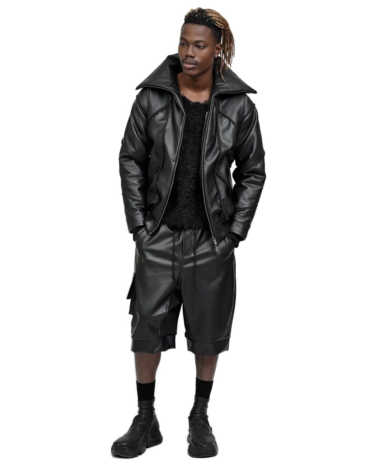 MINOAR - Leather Bomber Wool Insulate Jacket - 7