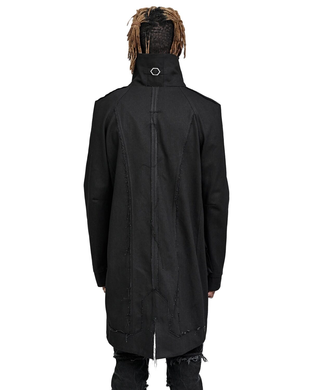 MINOAR - Black Denim Hexa High Parka, Men's black cotton with cargo pocket detail - 5