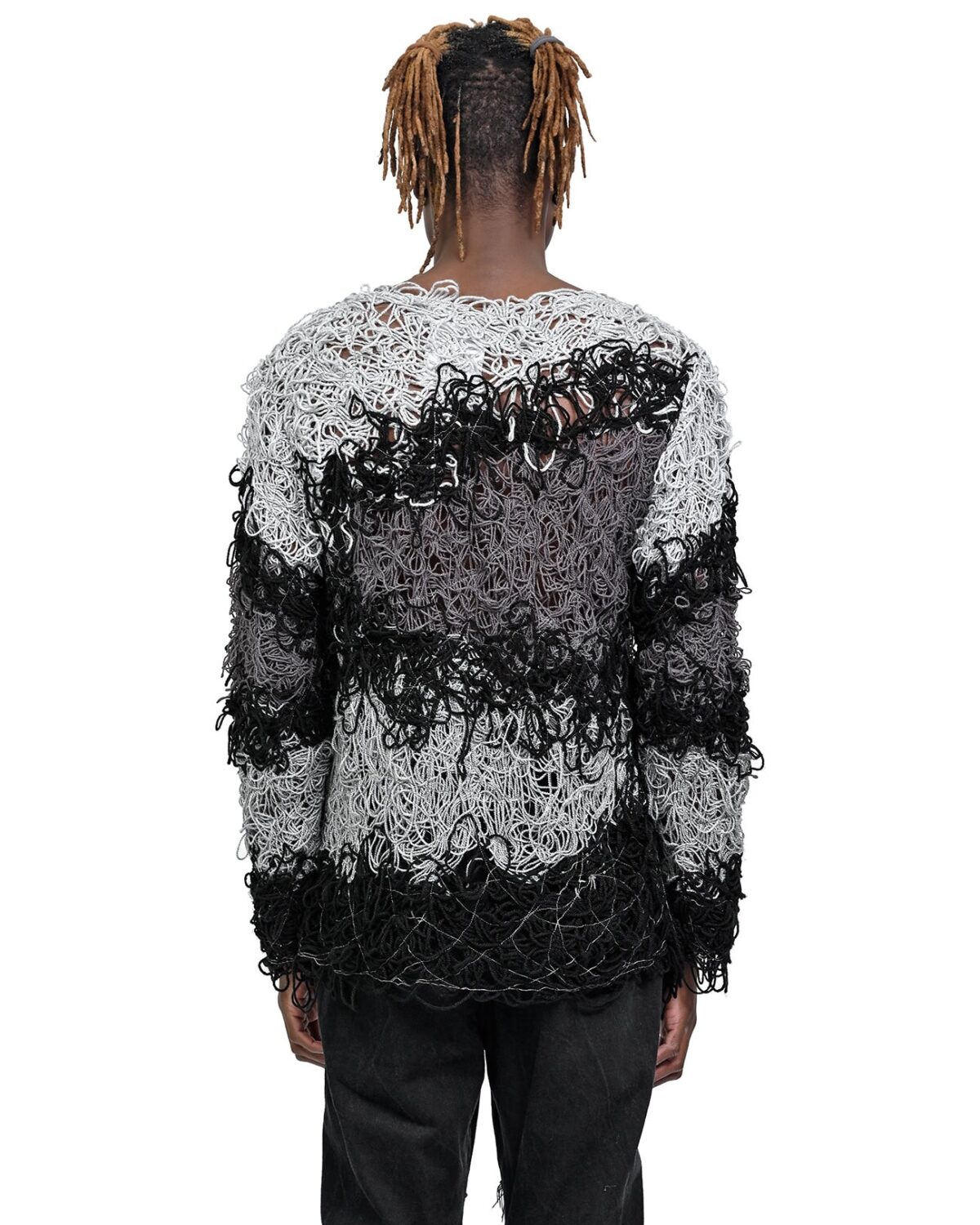 MINOAR - Fiber Bond Symbol Sweater, Men's black wool sweater with Fiber-Bond texture - 5