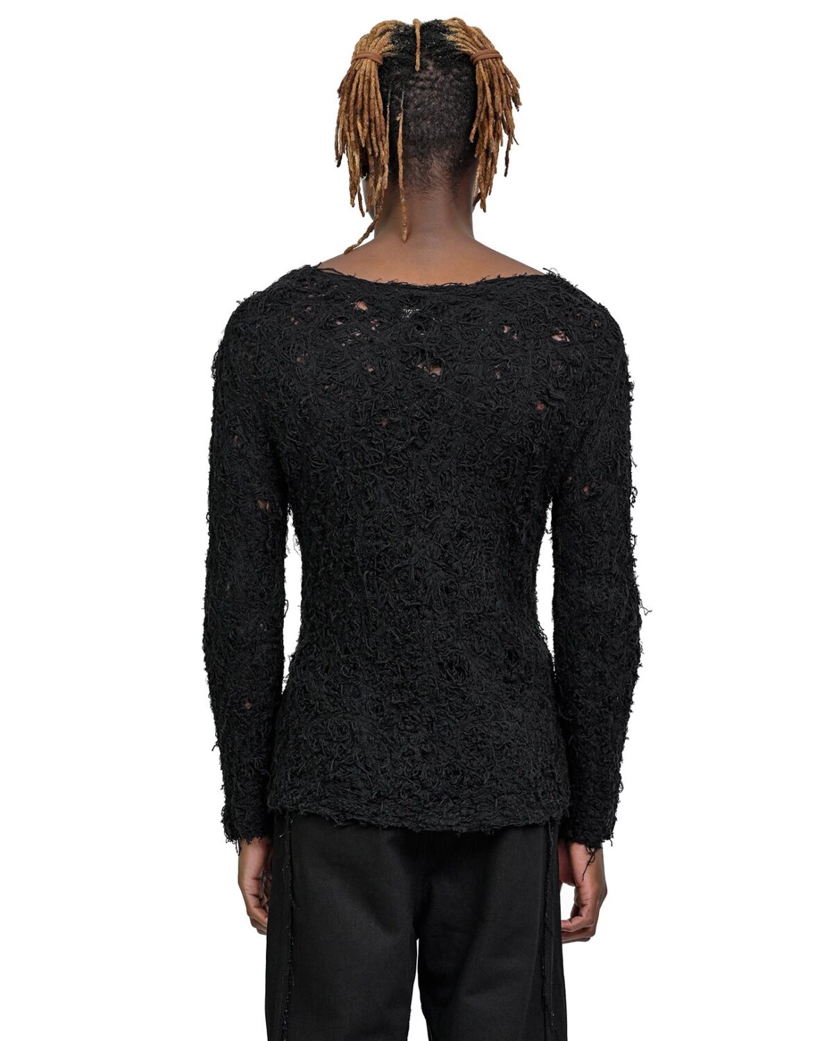 MINOAR - Fiber Bond Soft Dense Sweater, Men's black cotton sweater with Fiber-Bond texture - 4