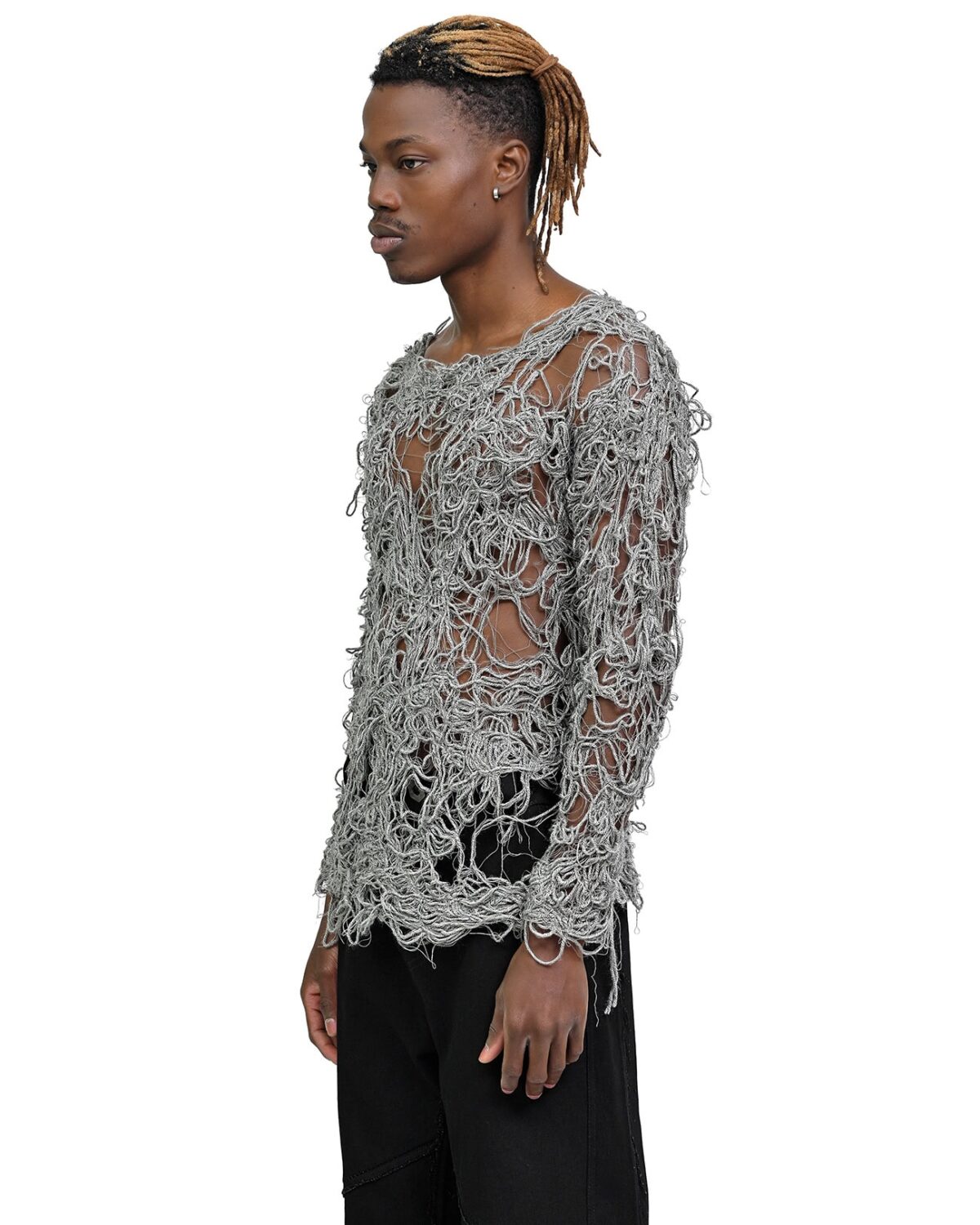 MINOAR - Fiber Bond Relativ Grey Sweater, Men's grey cotton sweater with Fiber-Bond texture - 3